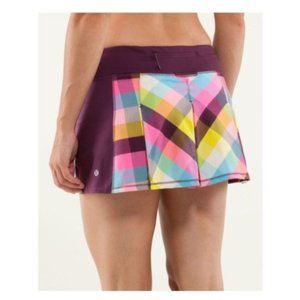 Lululemon Run Fast Cat Skirt in Sea Check Multi Size 8